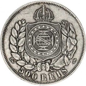 Brazilie, Pedro II. (1831-1889), 500 Reis 1868 Ag 835 6,25 g KM 472