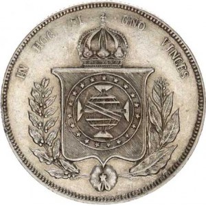 Brazilie, Pedro II. (1831-1889), 1000 Reis 1858 Ag 917 12,75 g KM 465, zc. nep. he.