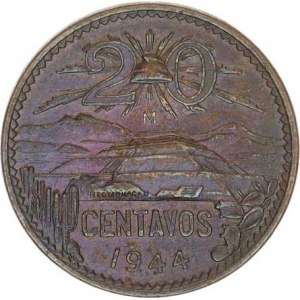 Mexiko, (1905-1992), 20 Centavos 1944 KM 439