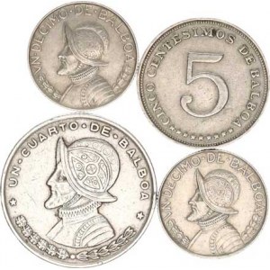 Panama, 1/4 Balboa 1961, +5 Centimos 1966, +1/10 Balboa 1966 (2x) 4 k