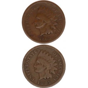 U.S.A., 1 Cent 1865, 1885 R 2 ks