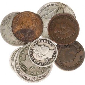 U.S.A., 1/4 Dollar 1897, 1908 D, .... (datace ?, typ Liberty), +V Cent 19