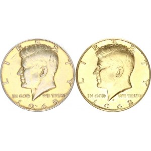 U.S.A., 1/2 Dollar 1965, 1968 D - Kennedy Ag - oba zlacené, rys.