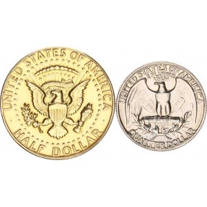 U.S.A., 1/2 Dollar 1969 D zlacený; +1/4 Dollar 1972 D 2 ks