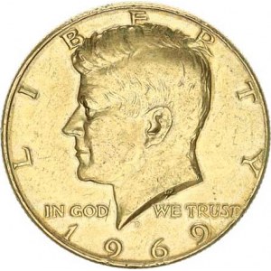 U.S.A., 1/2 Dollar 1969 D zlacený