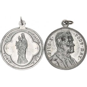 Náboženské medaile, Papež Pius X., poprsí zprava, opis / Panna Maria, Matka Dobré rad