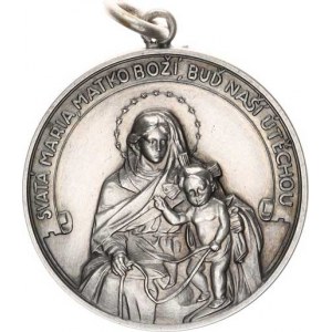 Náboženské medaile, Augustiniáni - Sedící sv. Augustin zprava se svou matkou Monikou,