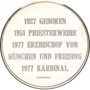 Náboženské medaile, Německo - Joseph kardinal Ratzinger 1977, poprsí mírně zprava, op