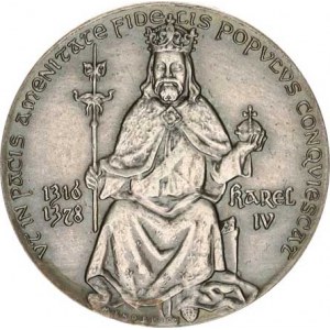 Knobloch Milan (1921-), 600. výročí úmrtí Karla IV., trůnící císař čelně / gotická klenba