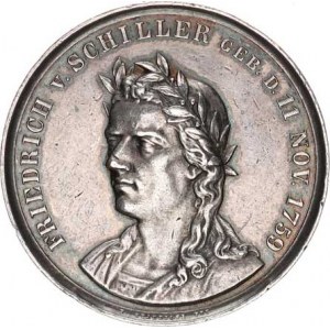 Německo, Hamburg - Fridrich v. Schiller Geb. 11 Nov. 1759, busta s vavříno