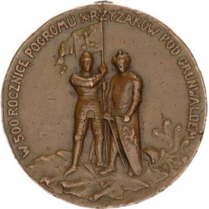 Polsko, 500. výročí bitvy u Grundwaldu, dvojpoprsí zprava, opis: KRÓL JAG