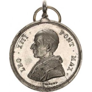 Vatikán - Papežský stát, Leo XIIII. - medaile k I. roku episkopátu (1888), Poprsí papeže z