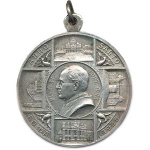 Vatikán - Papežský stát, Pius XI., medaile na Svatý rok 1925, A: Poprsí papeže a 4 římské