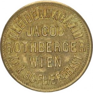 Rakousko - nouzovky, Vídeň - Jacob Rothberger, obchodní reklamní známka majitele oděvn