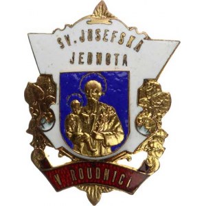 Československo - odznaky náboženské, Roudnice - SV. JOSEFSKÁ JEDNOTA, nápis v bílém smaltu, na vyvý
