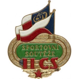 Československo - odznaky, sportovní, II. CS - Sportovní soutěže ČSTV barevný bronz 30x38 mm