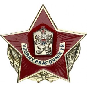 Českoslov. milice SNB, Pamětní odznak  Vzorný pracovník V B elox. Al hvězda 45 mm