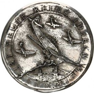 Německo - 3.říše (1933-1945), Stříbrná litá propagační medaile s textem o vynucené válce, která