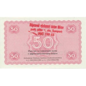 Československo - nouzová platidla, 50 Korún 1981 - ústavná poukážka , razítko: Nápravně výchovný ús