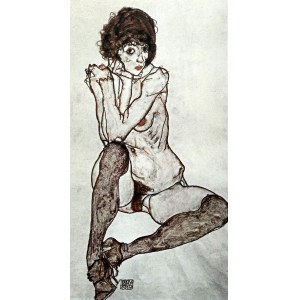 Egon Schiele (1890-1918), Akt in braunen Strümpfen