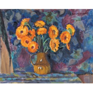 Stanisław Westwalewicz (1906-1997), Marigolds and Marguerites, 1986