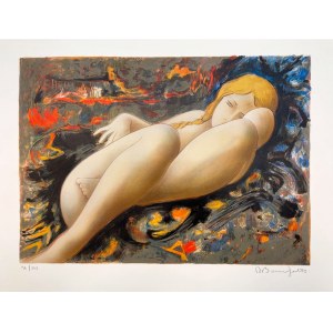 Alain Bonnefoit (b. 1937), Nude of a lying woman, 1995