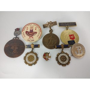 People's Republic of Poland - Pin and Medal Set - Communications, Mining, etc.