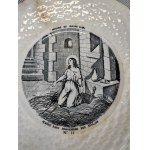 Štyri taniere z 19. storočia s príbehom Joan Dark - porcelán Opaque Degien