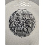 Vier Teller aus dem 19. Jahrhundert mit der Geschichte von Joan Dark - Porzellan Opaque Degien
