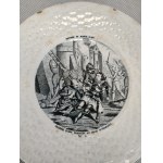Čtyři talíře z 19. století s příběhem Johanky Temné - porcelán Opaque Degien