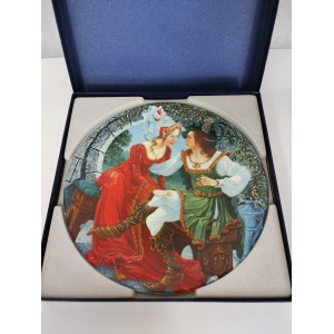 Britischer Porzellanteller - Longton Crown Pottery, 'The Wife of Bath's Tale'.