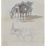 Piotr MICHAŁOWSKI (1800-1855), Kravy a kone - dve kresby