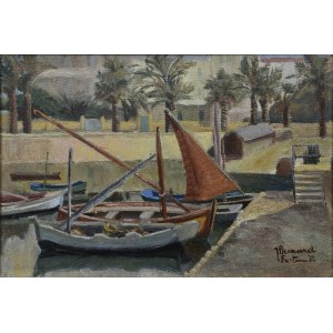Jeanne BESNARD-FORTIN (1892-1978), Boote in einem provenzalischen Hafen, 1932