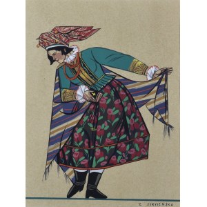 Zofia STRYJEŃSKA (1894-1976), Folk costume from Malopolska from the portfolio Polish folk costumes