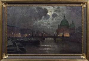 Ernst LORENZ-MUROWANA (1872-1950), Friedrichsbrücke w Berlinie nocą