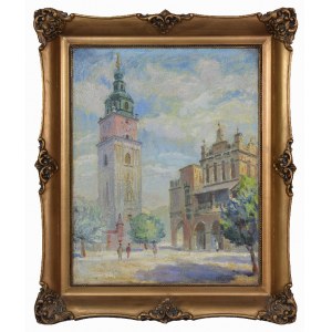 Jan STAÑDA (1912-1987), View of the City Hall tower and the Cloth Hall in Cracow