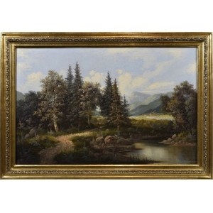 Jacob BURGARITZKI (1838-after 1890), Mountain landscape with lake