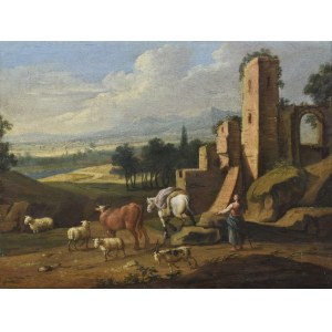 Painter unspecified, 18th century, By the ruins of the castle