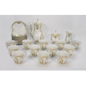 ZAKŁADY PORCELANY „ĆMIELÓW”, Serwis do kawy Rococo, z dekoracją Anna (złocenia)