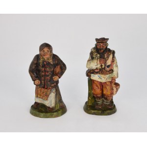 Aleksander DZIOBEK (20th century), Pair of figurines of a Hutsul and a Hutsul woman with lulks