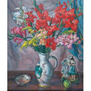 Ignacy PIEŃKOWSKI (1877-1948), Martwa natura z kwiatami i porcelanową figurką