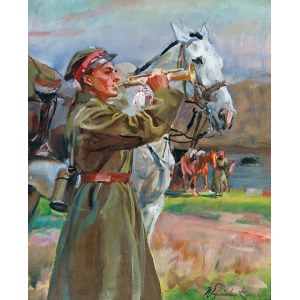 Wojciech KOSSAK (1856-1942), Trębacz z koniem, 1934