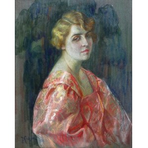 Józefina KIRCHNER (1890-1931), Portret pani w różowej sukni, 1929