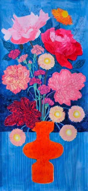 Malwina JACHIMCZAK (ur. 1983), Peonies in an orange vase, 2023