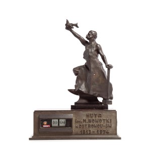 Steelworker according to Antoni Jan Biernacki (1879-1930) with a commemorative PREDOM flapper clock.