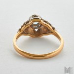 Prsten ve stylu art deco s topazem - 750 zlato a platina