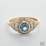 Art Deco Ring mit Topas - 750 Gold und Platin