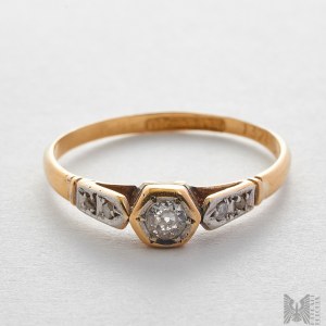 Pierścionek Belle Epoque z diamentami - złoto 750 i platyna