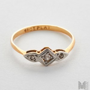 Art Deco Ring mit Diamanten - 750 Gold und Platin