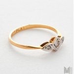 Pierścionek Art Deco z diamentami - złoto 750 i platyna&nbsp;